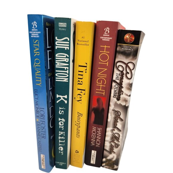 Set Of 5 Fiction Paperbacks Star Quality Sue Grafton K Bossypants Hot Night Conc - Picture 1 of 13